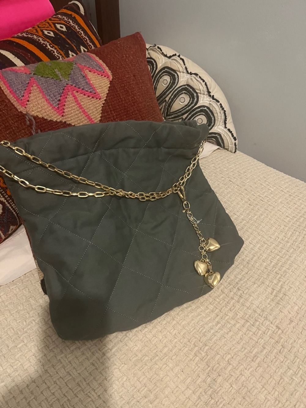Loft Quilted Green Chain Handle Bag - Picture 4 of 7